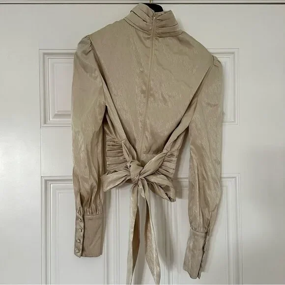 Wayf Cream High-Neck Blouse - Picture 3 of 4